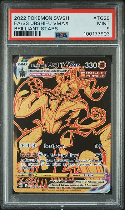 2022 Pokemon Sword & Shield Brilliant Stars Tg29 Full Art/single Strike Urshifu Vmax PSA