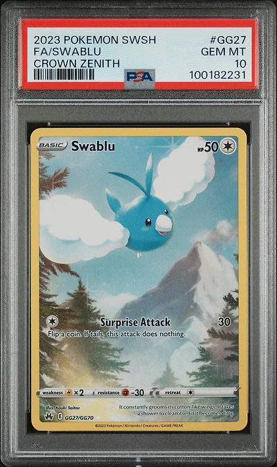 2023 Pokemon Sword And Shield Crown Zenith Gg27 Full Art/swablu PSA