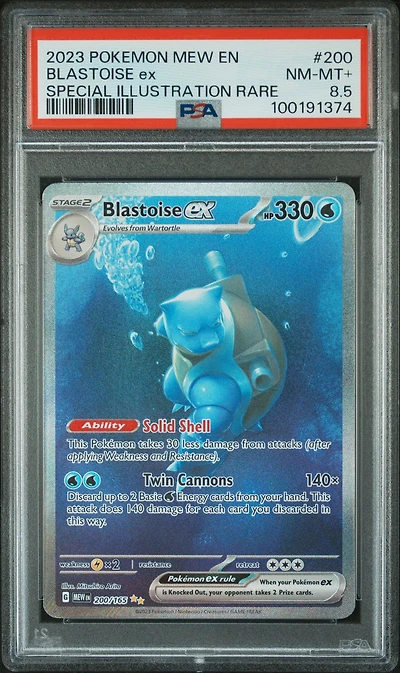 2023 Pokemon Mew En-151 200 Blastoise Ex Special Illustration Rare PSA NM-MT+ 8.5