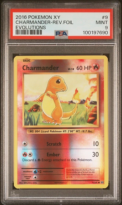 2016 Pokemon Xy Evolutions 9 Charmander-reverse Foil PSA 9