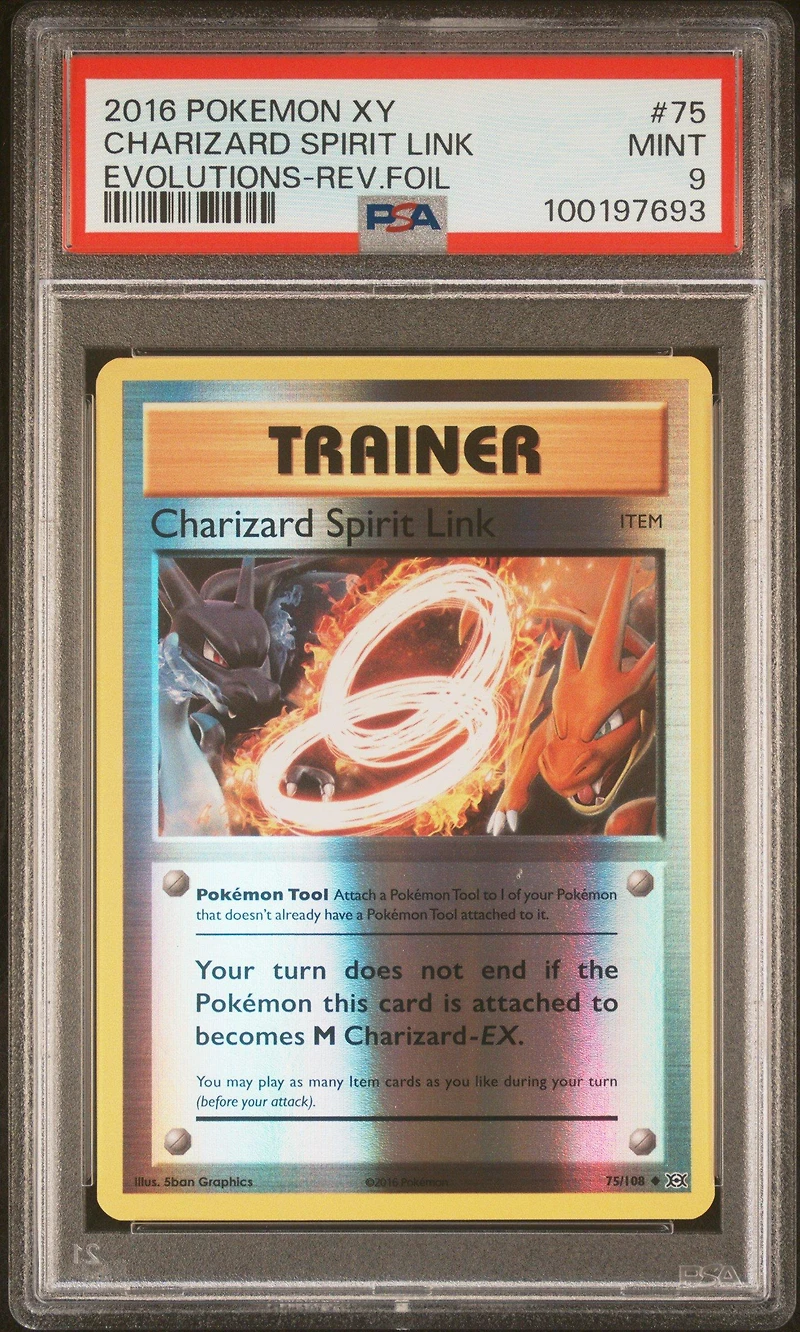 2016 Pokemon Xy Evolutions 75 Charizard Spirit Link-reverse Foil PSA