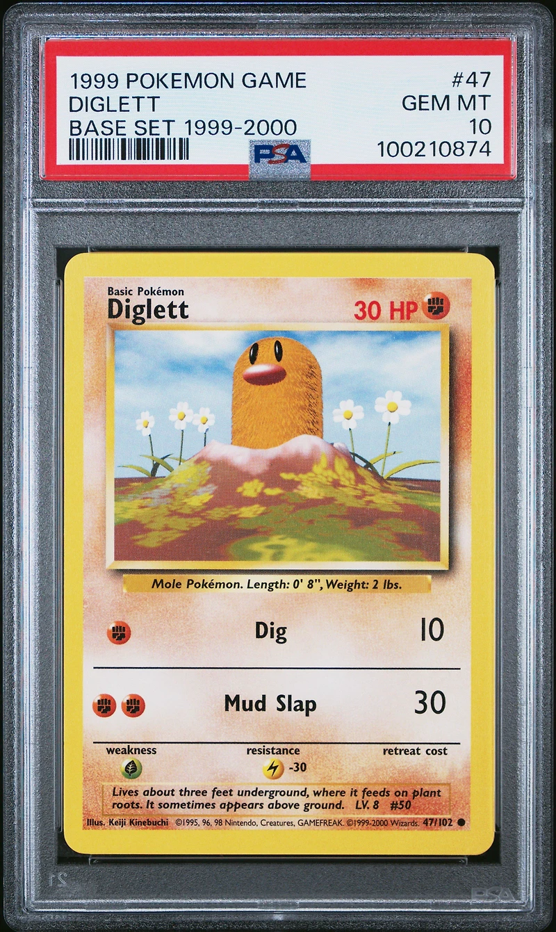 1999 Pokemon Game 47 Diglett Base Set 1999-2000 PSA