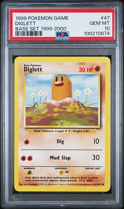 1999 Pokemon Game 47 Diglett Base Set 1999-2000 PSA