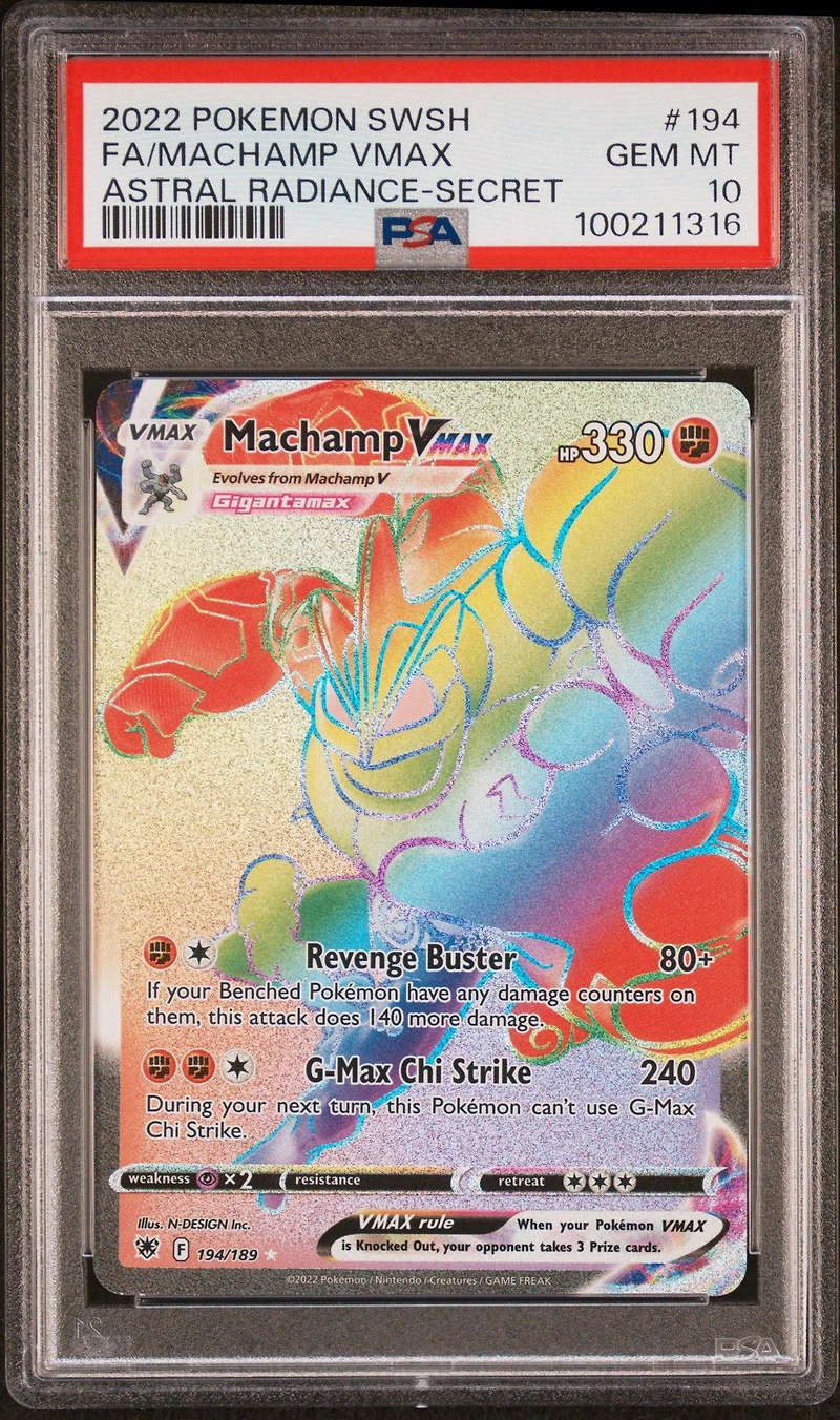 2022 Pokemon Sword & Shield Astral Radiance 194 Full Art/machamp Vmax Secret PSA 10