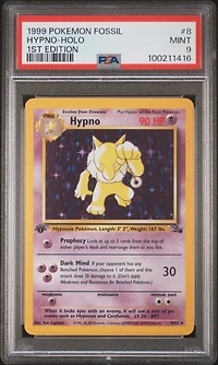 1999 Pokemon Fossil 8 Hypno-holo 1st Edition PSA