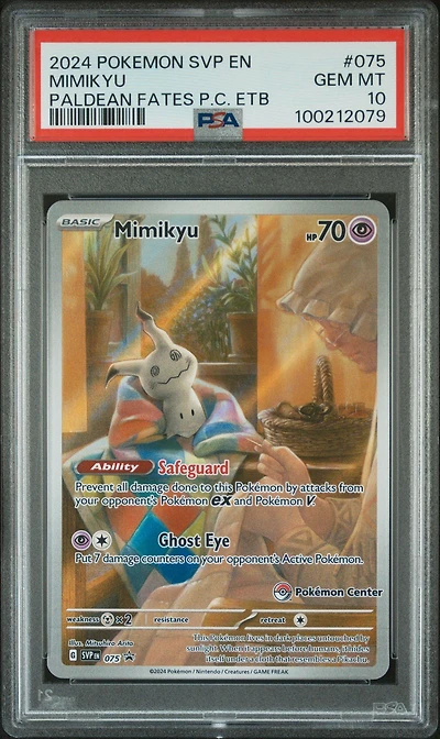 2024 Pokemon Svp En-sv Black Star Promo 075 Mimikyu Paldean Fates Pokemon Center Elite Trainer Box PSA