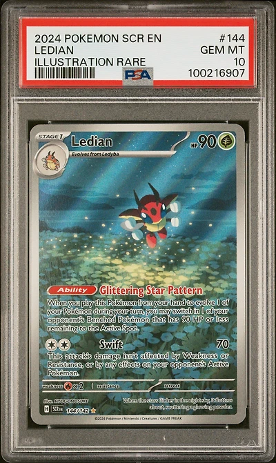 2024 Pokemon Scr En-stellar Crown 144 Ledian Illustration Rare PSA