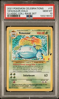 2021 Pokemon Celebrations Classic Collection 15 Venusaur-holo PSA