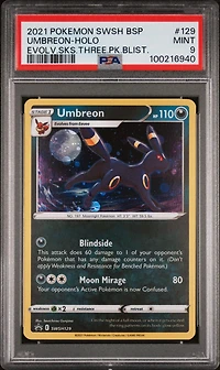 2021 Pokemon Swsh Black Star Promo 129 Umbreon-holo Evolving Skies Three Pack Blisters PSA