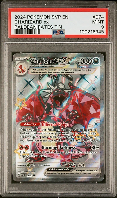 2024 Pokemon Svp En-sv Black Star Promo 074 Charizard Ex Paldean Fates Tin PSA