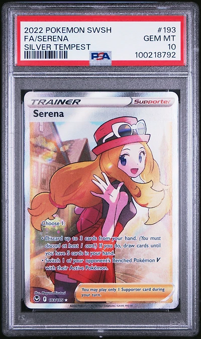 2022 Pokemon Sword & Shield Silver Tempest 193 Full Art/serena PSA