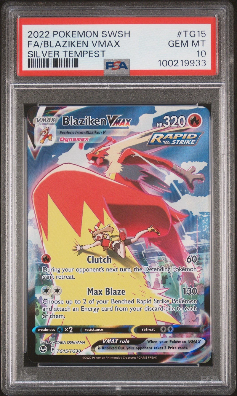 2022 Pokemon Sword & Shield Silver Tempest Tg15 Full Art/blaziken Vmax PSA