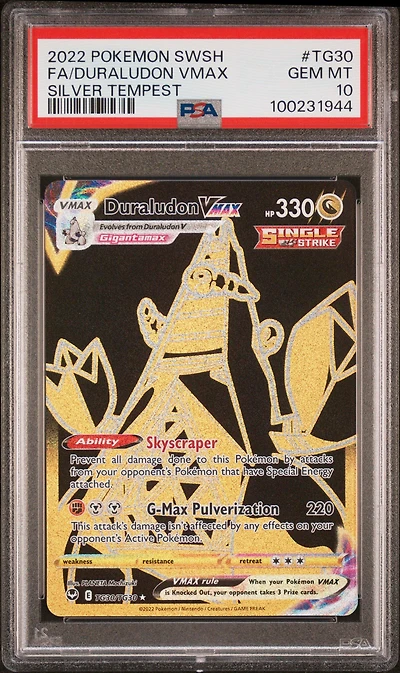 2022 Pokemon Sword & Shield Silver Tempest Tg30 Full Art/duraludon Vmax PSA