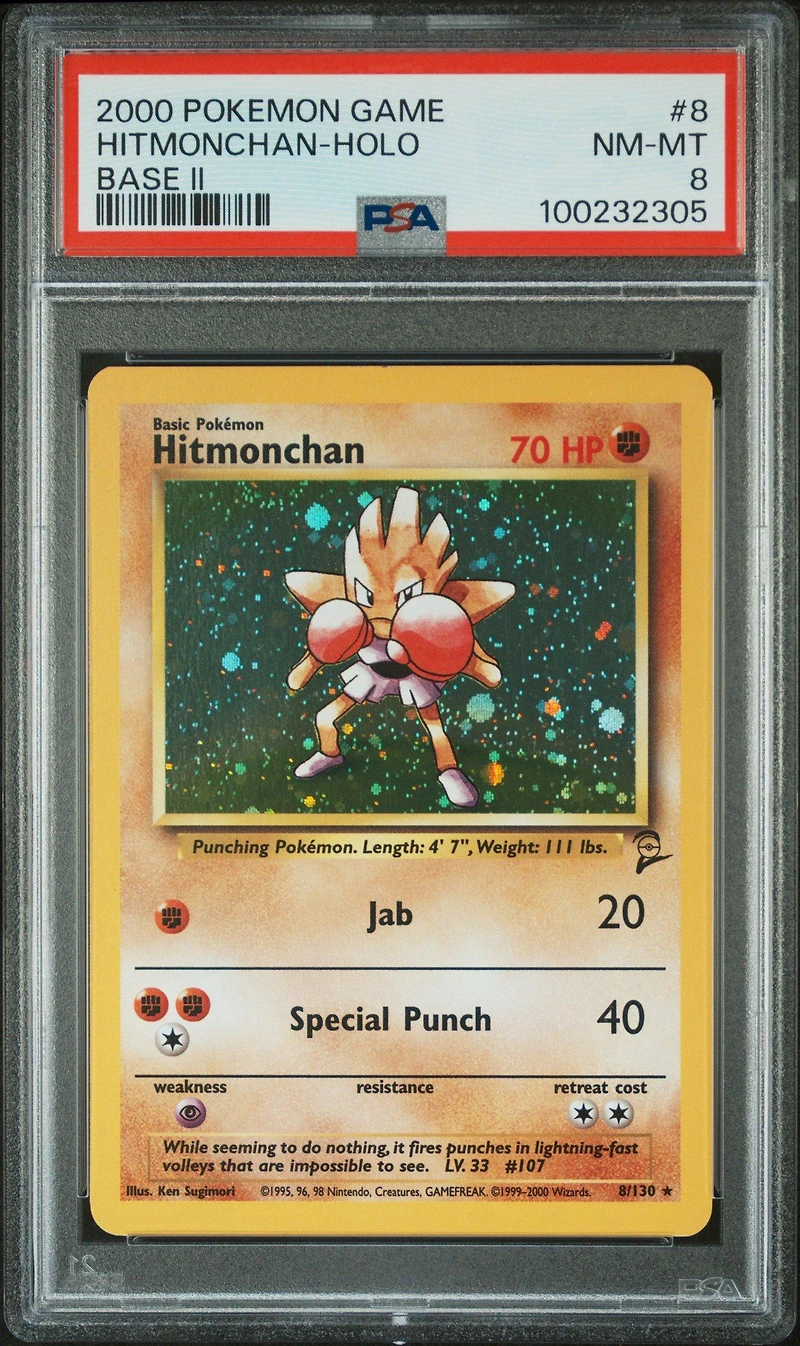 2000 Pokemon Game Base Ii 8 Hitmonchan-holo PSA 8