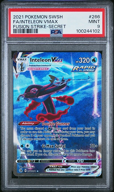 2021 Pokemon Sword & Shield Fusion Strike 266 Full Art/inteleon Vmax Secret PSA