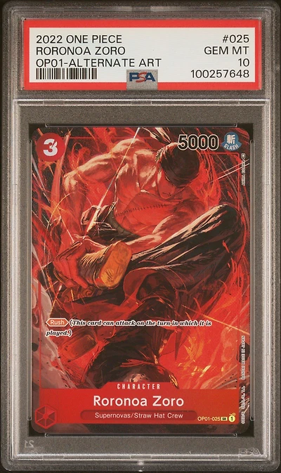 2022 One Piece Op01-romance Dawn 025 Roronoa Zoro Alternate Art PSA 10
