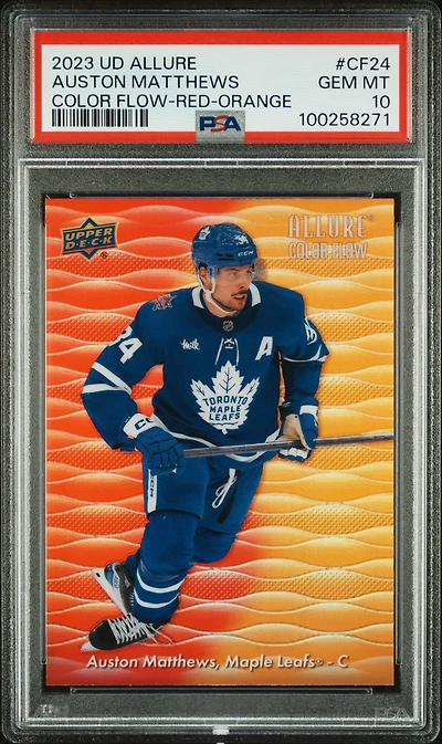 2023 Upper Deck Allure Color Flow Cf24 Auston Matthews Red-orange PSA 10