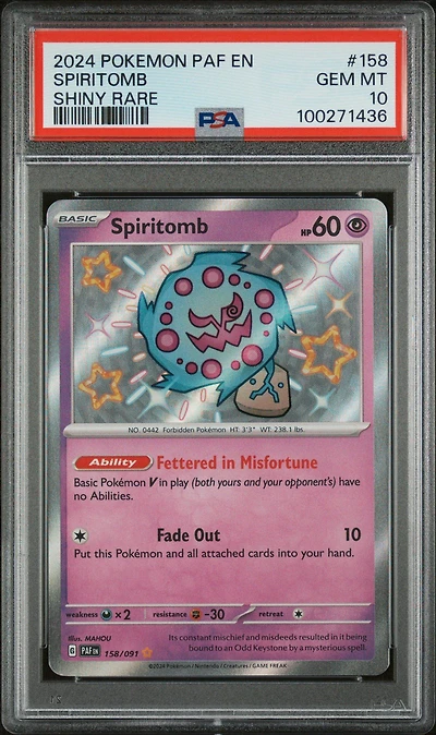 2024 Pokemon Paf En-paldean Fates 158 Spiritomb Shiny Rare PSA