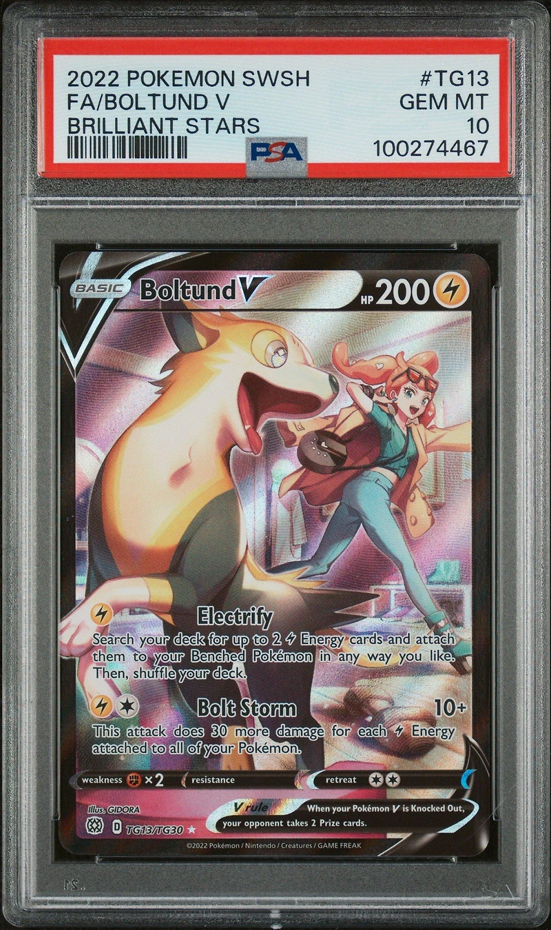 2022 Pokemon Sword & Shield Brilliant Stars Tg13 Full Art/boltund V PSA