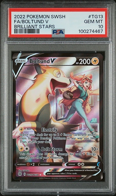 2022 Pokemon Sword & Shield Brilliant Stars Tg13 Full Art/boltund V PSA