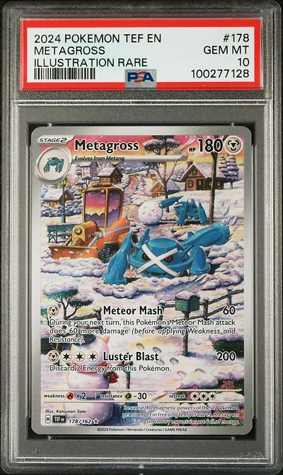 2024 Pokemon Tef En-temporal Forces 178 Metagross Illustration Rare PSA