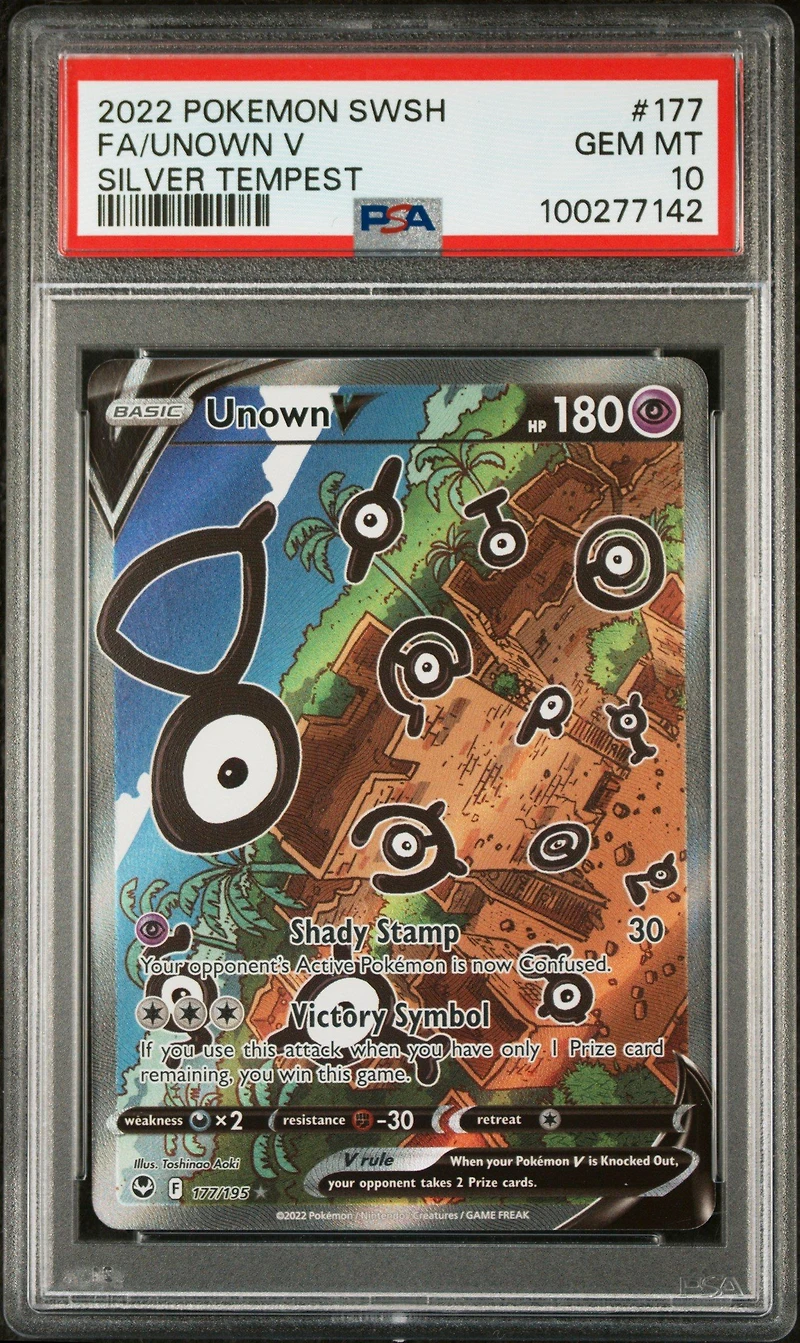 2022 Pokemon Sword & Shield Silver Tempest 177 Full Art/unown V PSA