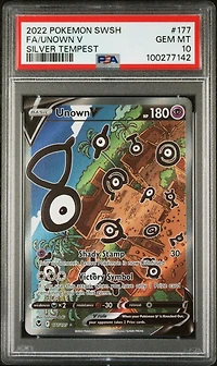 2022 Pokemon Sword & Shield Silver Tempest 177 Full Art/unown V PSA