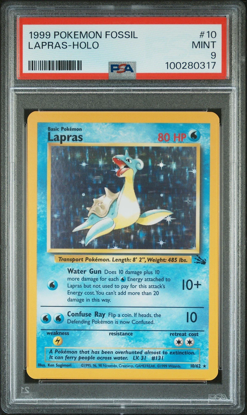 1999 Pokemon Fossil 10 Lapras-holo PSA