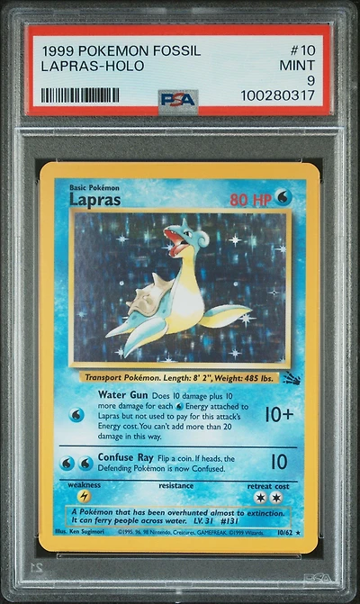 1999 Pokemon Fossil 10 Lapras-holo PSA