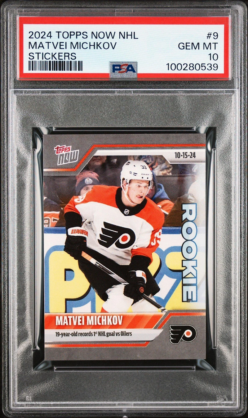 2024 Topps Now Nhl Stickers 9 Matvei Michkov PSA 10