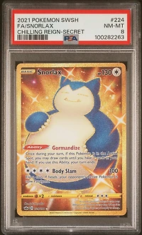 2021 Pokemon Sword & Shield Chilling Reign 224 Full Art/snorlax Secret PSA