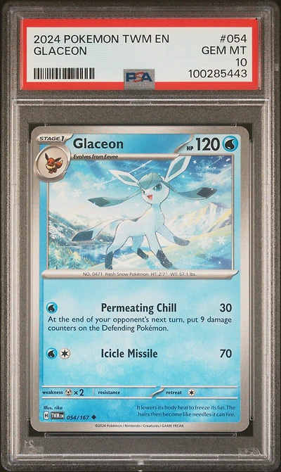 2024 Pokemon Twm En-twilight Masquerade 054 Glaceon PSA 10