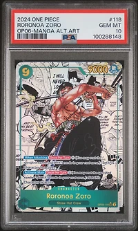 2024 One Piece Op06-wings Of The Captain 118 Roronoa Zoro Manga Alternate Art PSA 10