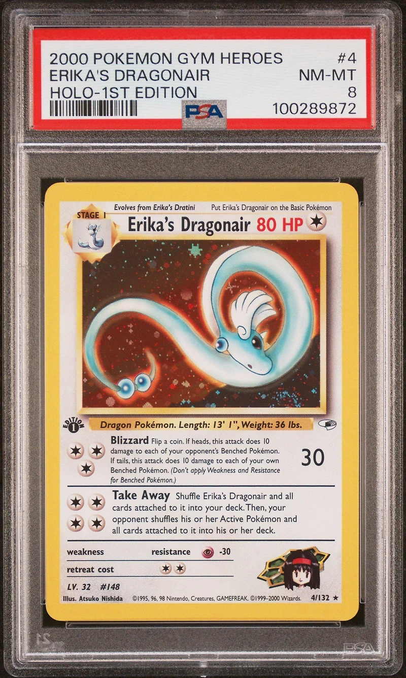 2000 Pokemon Gym Heroes 4 Erika's Dragonair Holo-1st Edition PSA
