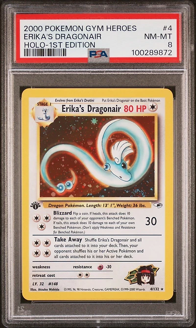 2000 Pokemon Gym Heroes 4 Erika's Dragonair Holo-1st Edition PSA