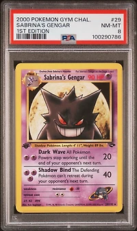 2000 Pokemon Gym Challenge 29 Sabrina's Gengar 1st Edition PSA
