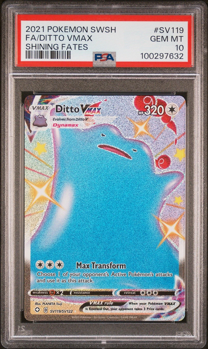 2021 Pokemon Sword & Shield Shining Fates Sv119 Full Art/ditto Vmax PSA