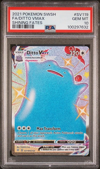 2021 Pokemon Sword & Shield Shining Fates Sv119 Full Art/ditto Vmax PSA