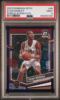 2023 Panini Donruss Optic 45 Evan Mobley Purple Stars Fotl PSA 9