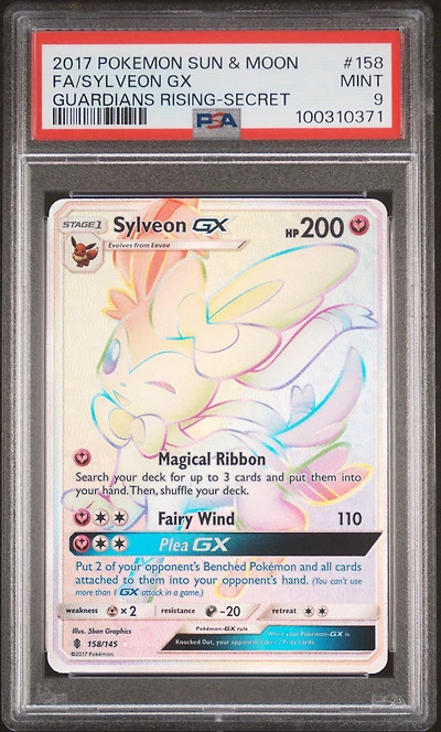 2017 Pokemon Sun & Moon Guardians Rising 158 Full Art/sylveon Gx Secret PSA