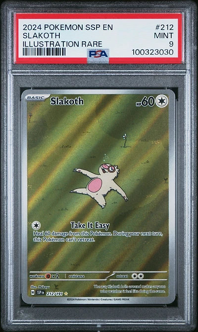 2024 Pokemon Ssp En-surging Sparks 212 Slakoth Illustration Rare PSA