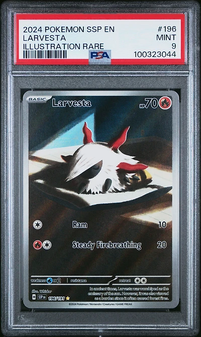 2024 Pokemon Ssp En-surging Sparks 196 Larvesta Illustration Rare PSA