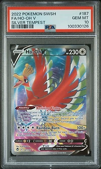 2022 Pokemon Sword & Shield Silver Tempest 187 Full Art/ho-oh V PSA