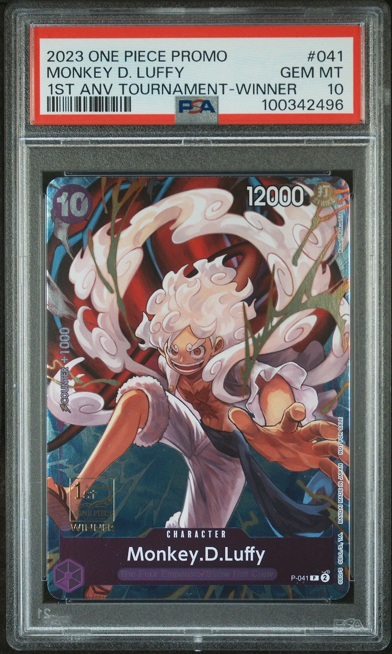2023 One Piece Promos 041 Monkey D. Luffy 1st Anniversary Tournament-winner PSA 10