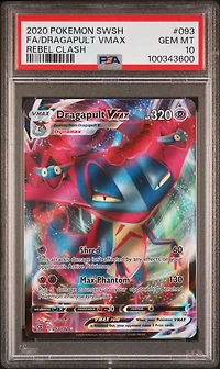 2020 Pokemon Sword & Shield Rebel Clash 093 Full Art/dragapult Vmax PSA 10