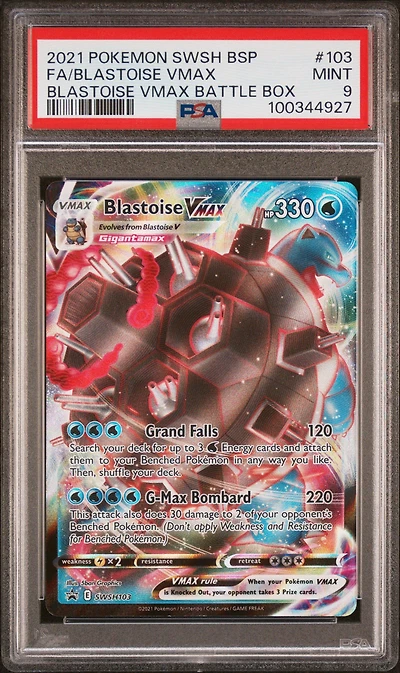 2021 Pokemon Swsh Black Star Promo 103 Full Art/blastoise Vmax Blastoise Vmax Battle Box PSA