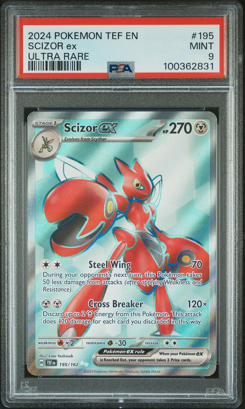 2024 Pokemon Tef En-temporal Forces 195 Scizor Ex Ultra Rare PSA
