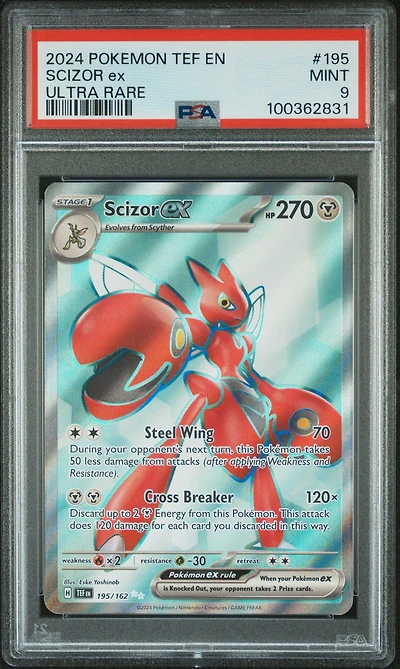2024 Pokemon Tef En-temporal Forces 195 Scizor Ex Ultra Rare PSA