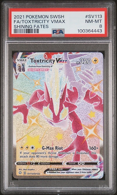 2021 Pokemon Sword & Shield Shining Fates Sv113 Full Art/toxtricity Vmax PSA