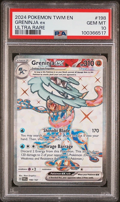 2024 Pokemon Twm En-twilight Masquerade 198 Greninja Ex Ultra Rare PSA